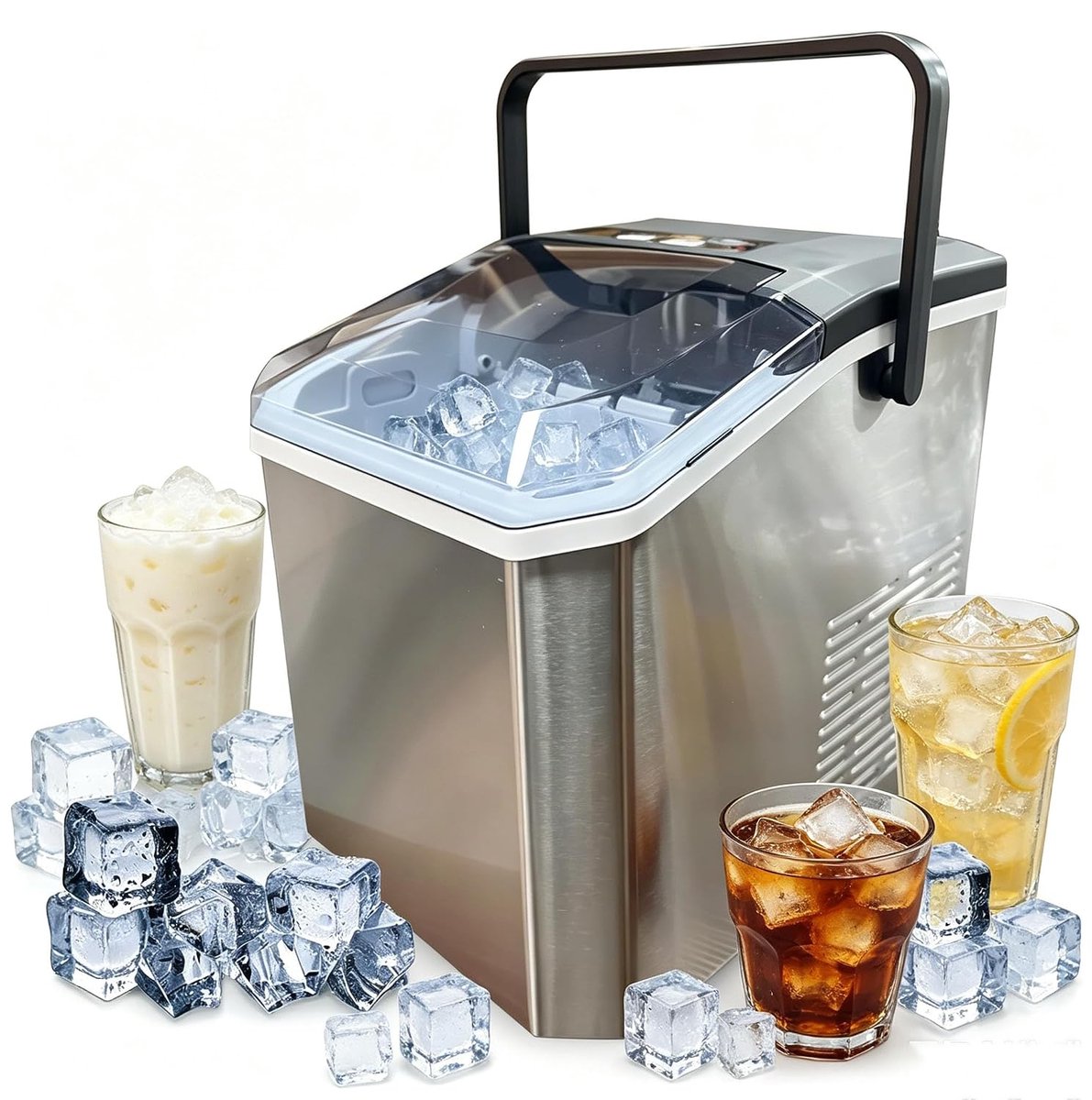 Slimme Ijsblokjesmachine - Draagbare IJsmaker - Dranken Koelen - Snelle Productie - 9 Blokjes Per Cyclus - Zilver