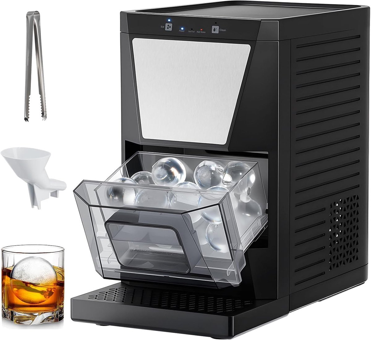 IJsmachine - Ijsbollenmaker Ijsblokjesmachine - Cocktails Maken - Zelfreinigend - 5 cm - Zwart