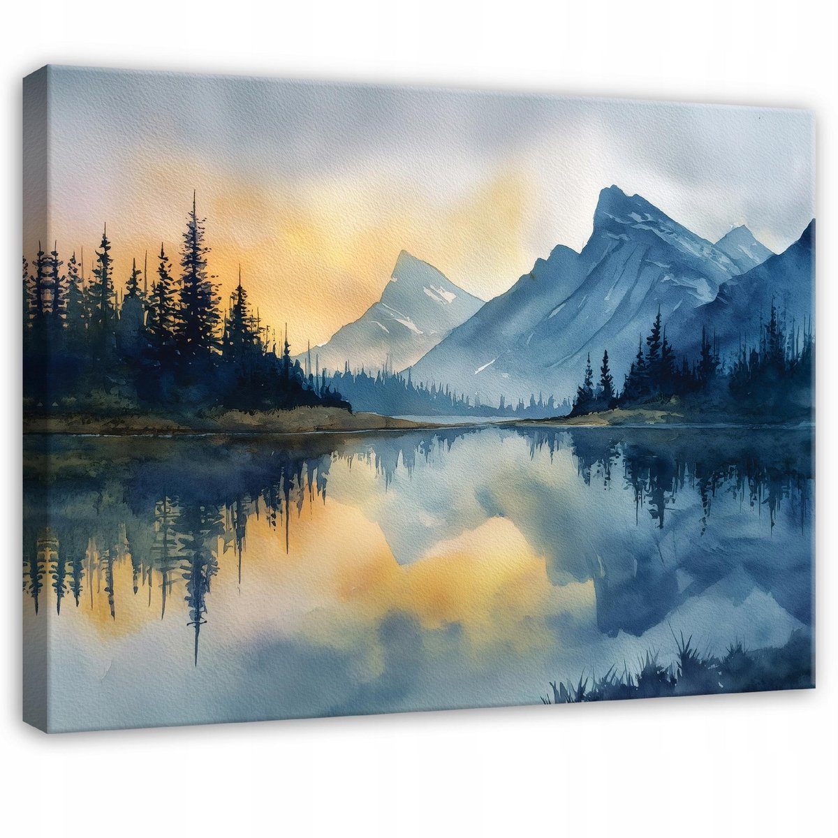 WALLARENA Schilderij op canvas - 120x80 cm - bergen bos en meer - landschap wanddecoratie woonkamer en slaapkamer Veelkleurig