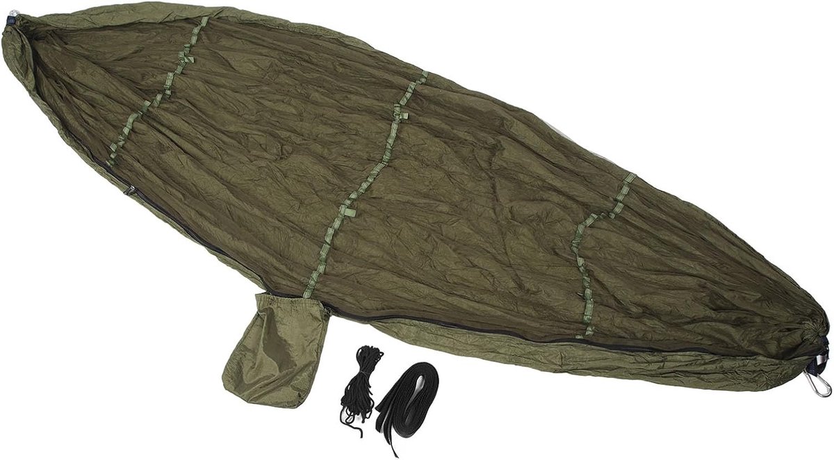 Campinghangmat - Reishangmat Buiten hangmat - Ontspannen Buiten - Vliegwerend Net - 260 x 140 cm - Donkergroen