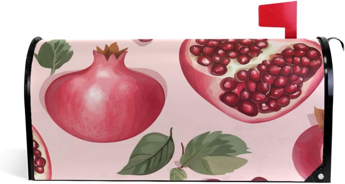 Brievenbusdecoratie - Magnetische hoes - Buiten decoreren - Weerbestendig Oxford - Standaard maat - Granaatappel Fruit Blush