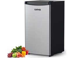 Triumpunpre Mini Koelkast 45L met RVS Deur - Drankenkoeler Stil 41dB - Energie Label E - 5 Standen Thermostaat van 0°C naar 18°C - Deur Links of Rechts Draaibaar - Stelbare Poortjes - Vrijstaande Minibar voor Thuis of Werk