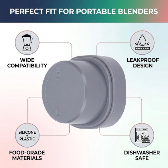 Blender Deksel Set - Vervangende Mesafdekking Containerdeksel - Smoothies Meenemen - Lekvrije Bescherming - 7.5D x 7.5B x 6H cm van Blender — afbeelding 3