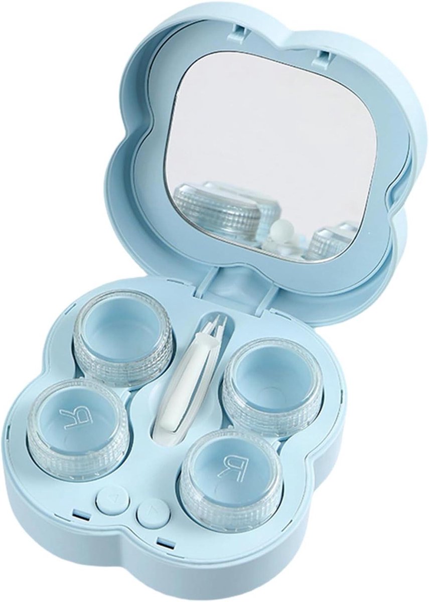 Ultrasone Lensreiniger - Lenzen Reinigingsapparaat - Hygiënisch Lenzen Dragen - Geavanceerde Ultrasone Reiniging - 8.5 x 8.5 cm - Blauw