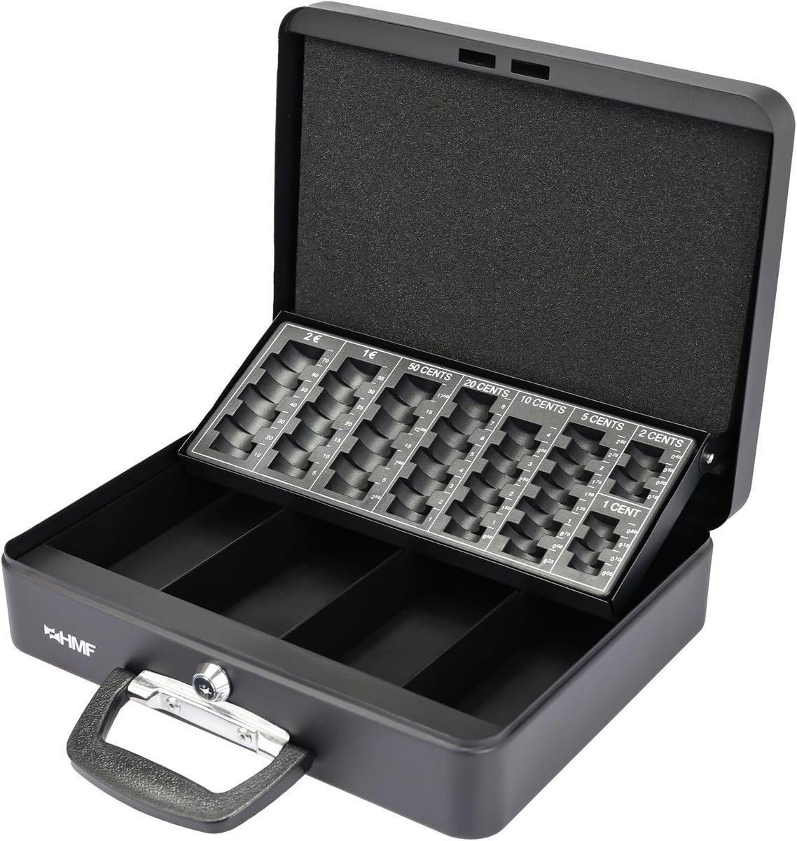 HMF 10016-02 money cassette with handle, 30 x 24 x 11 cm, black - ShopVlot