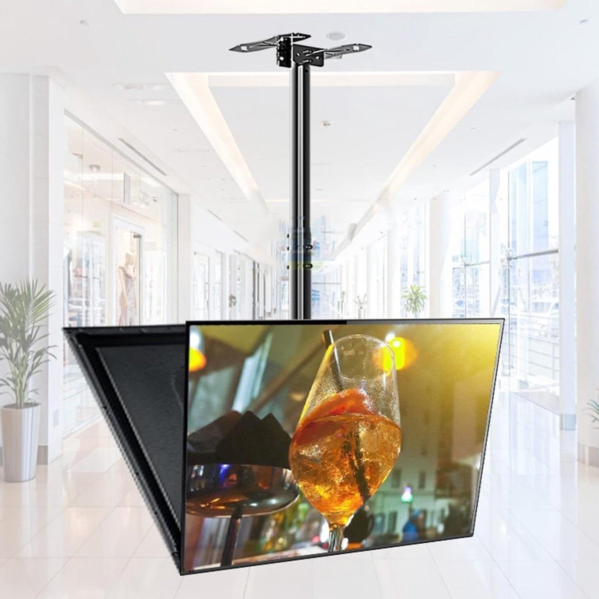 TV Muurbeugel - TV-steun Plafondbeugel - Ruimte Besparen - Verstelbare Hoogte Hoek - 55-75 inch - Zwart