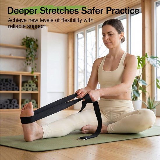 Slim Panda Yoga Riem，250CM Katoen Yogagordel, Praktische Yogaband met Schuifgesp Yoga-accessoire voor Stretchen en - ShopVlot — afbeelding 2