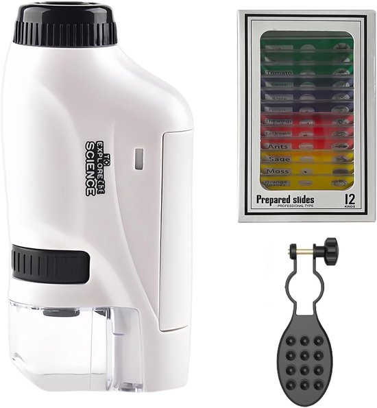 Pocket Microscope Mobile Phone Microscope 60X-120X, Mini Microscope with LED Light, Hand Microscope with Stand and - ShopVlot