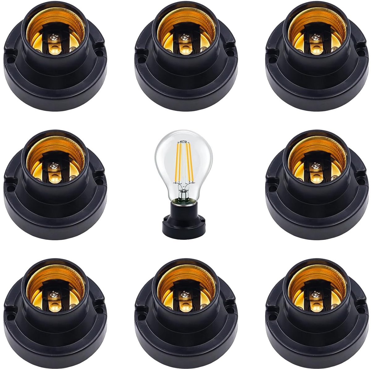 Pack of 6 E27 Socket Lamp Base Adapter E27 Socket Lamp Adapter Screw Fitting Lamp Fitting Wall Fitting for Screwing on - ShopVlot