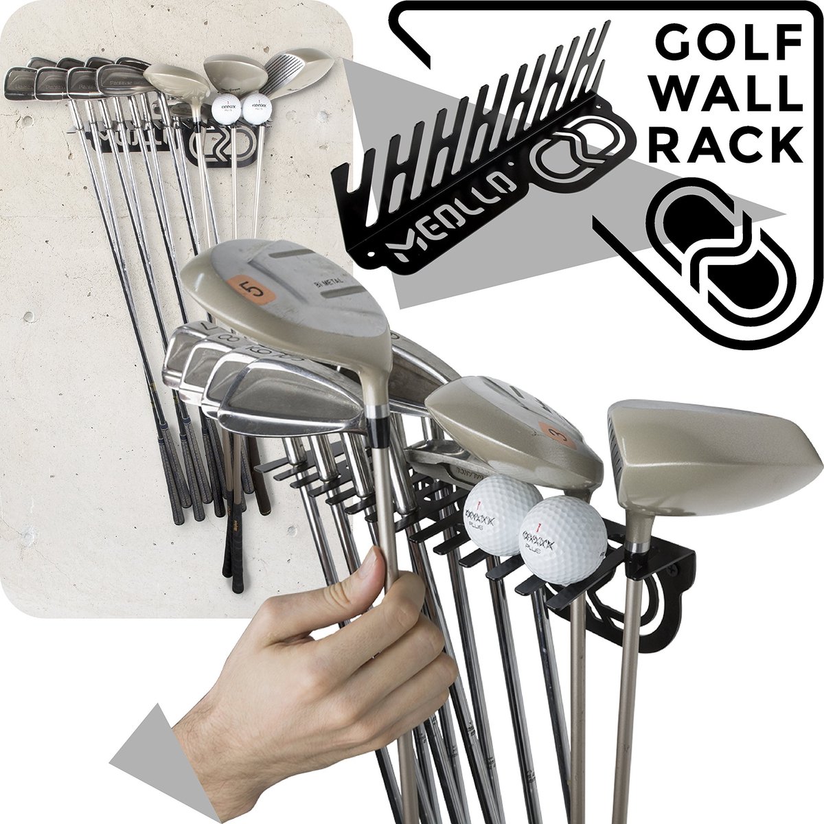 Solidchoice - Golfclub Organizer Displayrek van 100% Staal in Zwart
