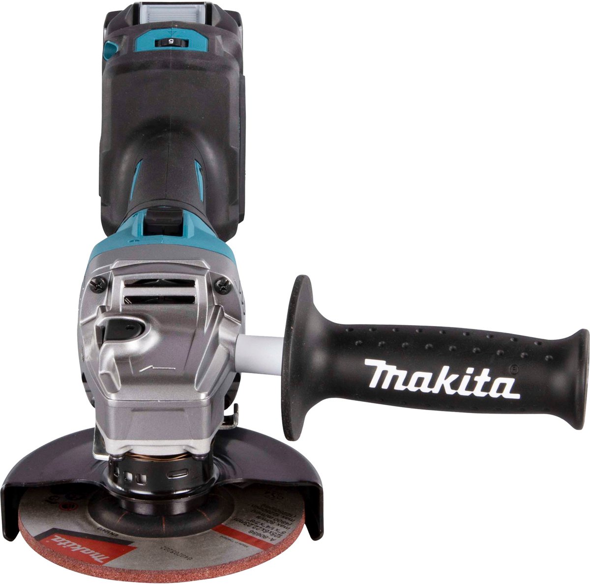 Makita GA023GM206 Accu-haakse slijper 40V max. / 2x 4,0 Ah accu + snellader in MAKPAC + Zijhandgreep