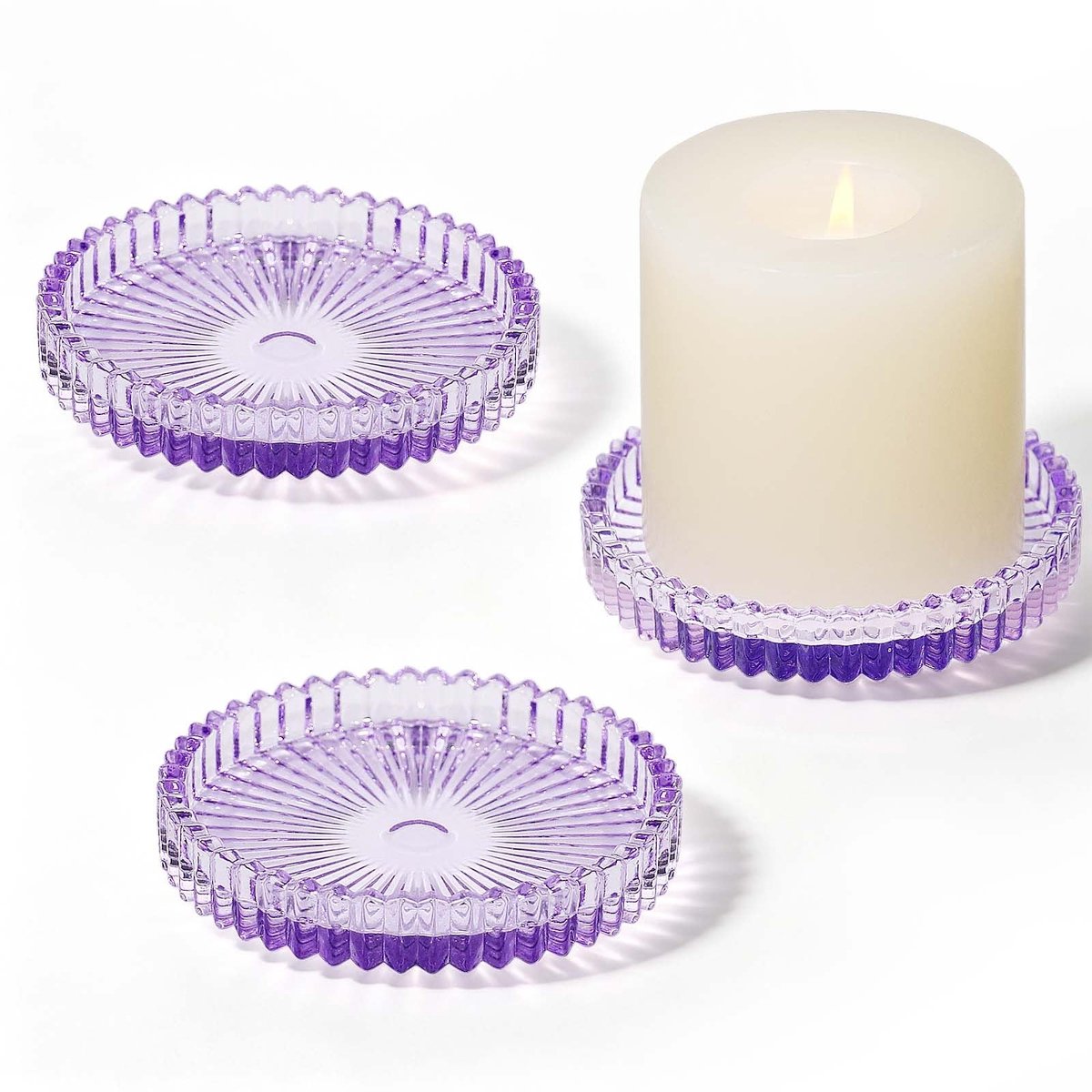 Solidchoice - Set van 6 Glazen Kandelaren - Voor Stompkaarsen en Theelichten