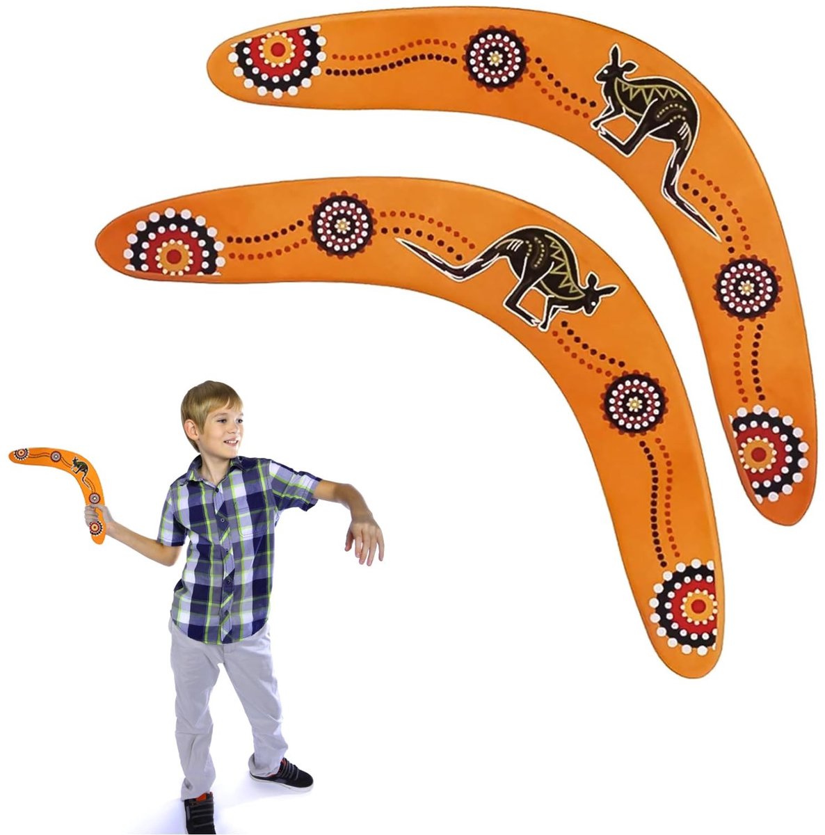 Solidchoice - Set van 2 Houten Boomerangs voor Buiten