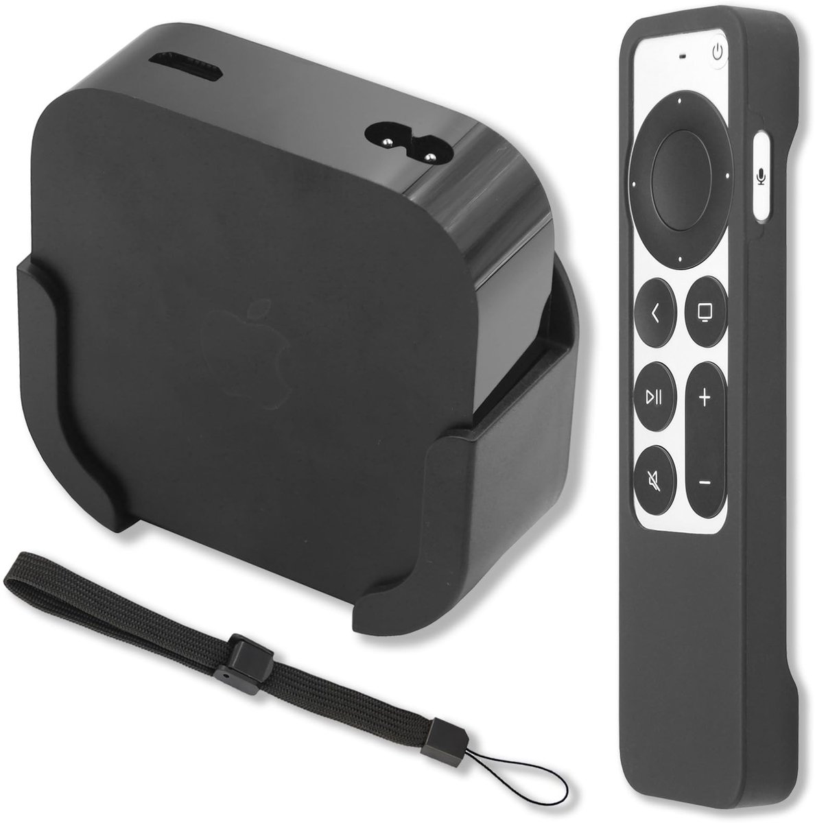 Solidchoice - Wandbeugel voor Apple TV 4K met Beschermhoes voor Afstandsbediening