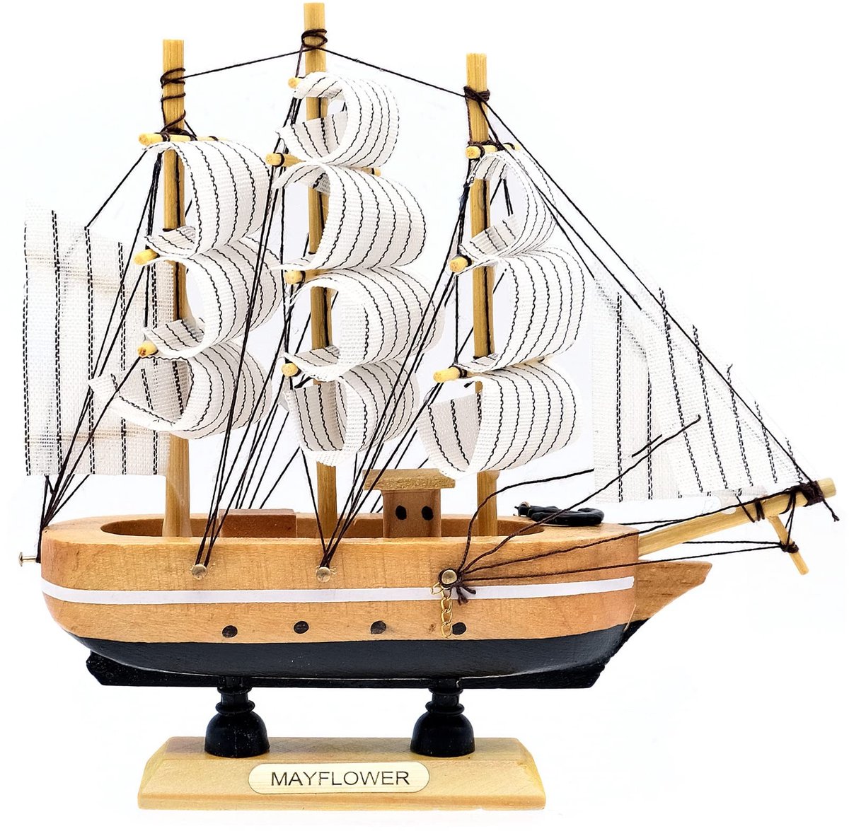 Solidchoice - Houten Zeilboot Model 16cm Nautische Decoratie voor Bureau