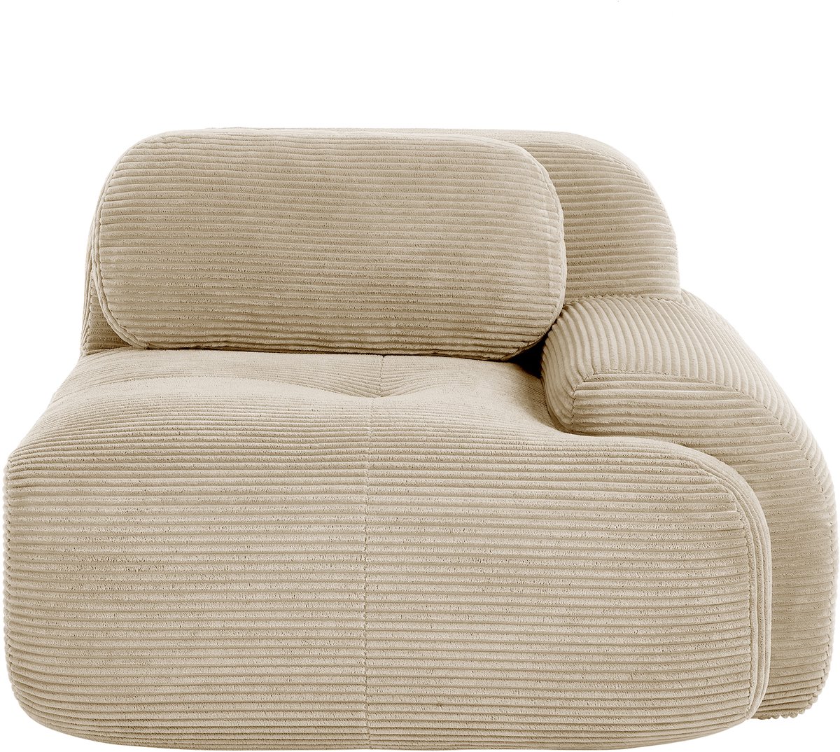 Modulaire Hoekbank 1-Zits - Beige Chenille Lounge Sofa Met Kussen - Frameloze Cloud Bank Module Met Zachte Zit, Brede Armleuning, Antislip Basis En Flexibel Design Voor Woonkamer