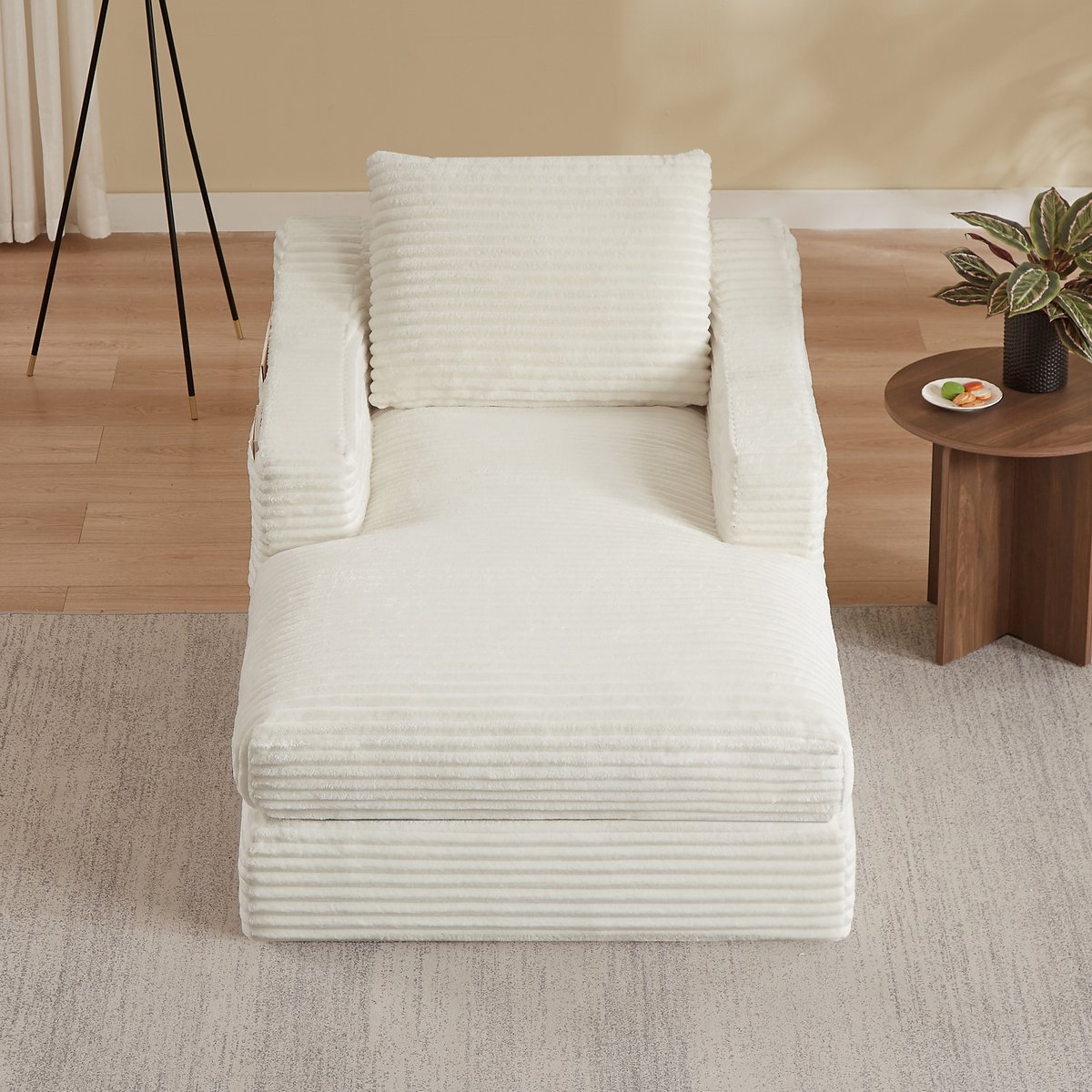 Zubaliya Een Ruimtelijk Sofa Bed - Met Geribd fluweel en , Perfect voor Ontspanning - 100x162x68 cm, Wit
