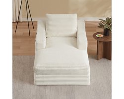 Een Ruimtelijk Sofa Bed - Met Geribd fluweel en , Perfect voor Ontspanning - 100x162x68 cm, Wit