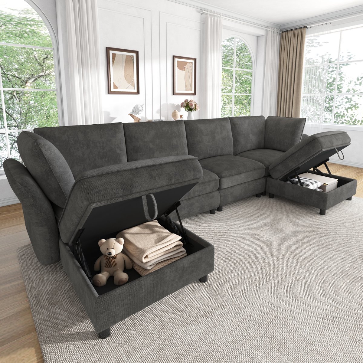 Hoekbank 289x137x84 cm - Optimaal Gebruik van Ruimte en Comfort, Grijs