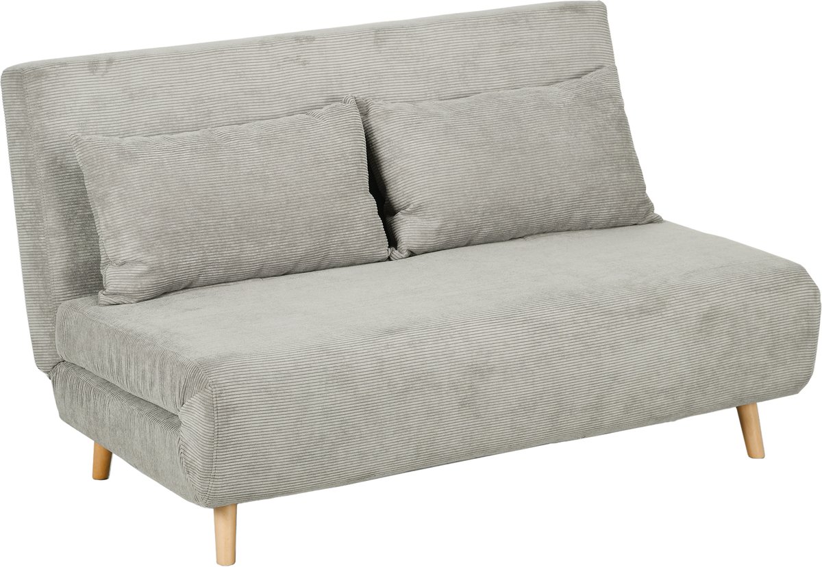 2-Zits Slaapbank - Verstelbare Rugleuning - Grijs Velvet - 191 cm Slaaplengte