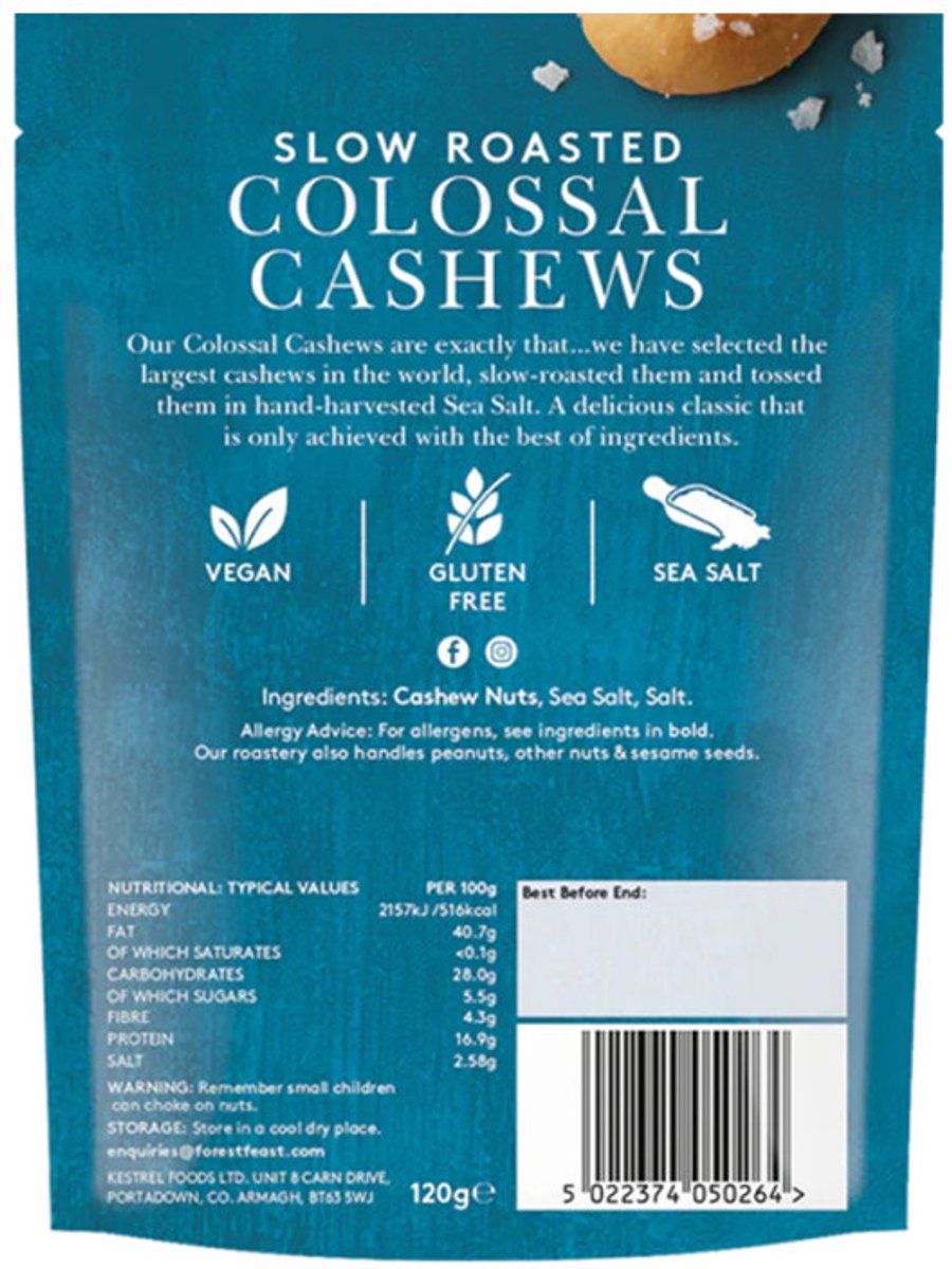 Forest Feast langzaam geroosterde reuze cashewnoten, 120 g