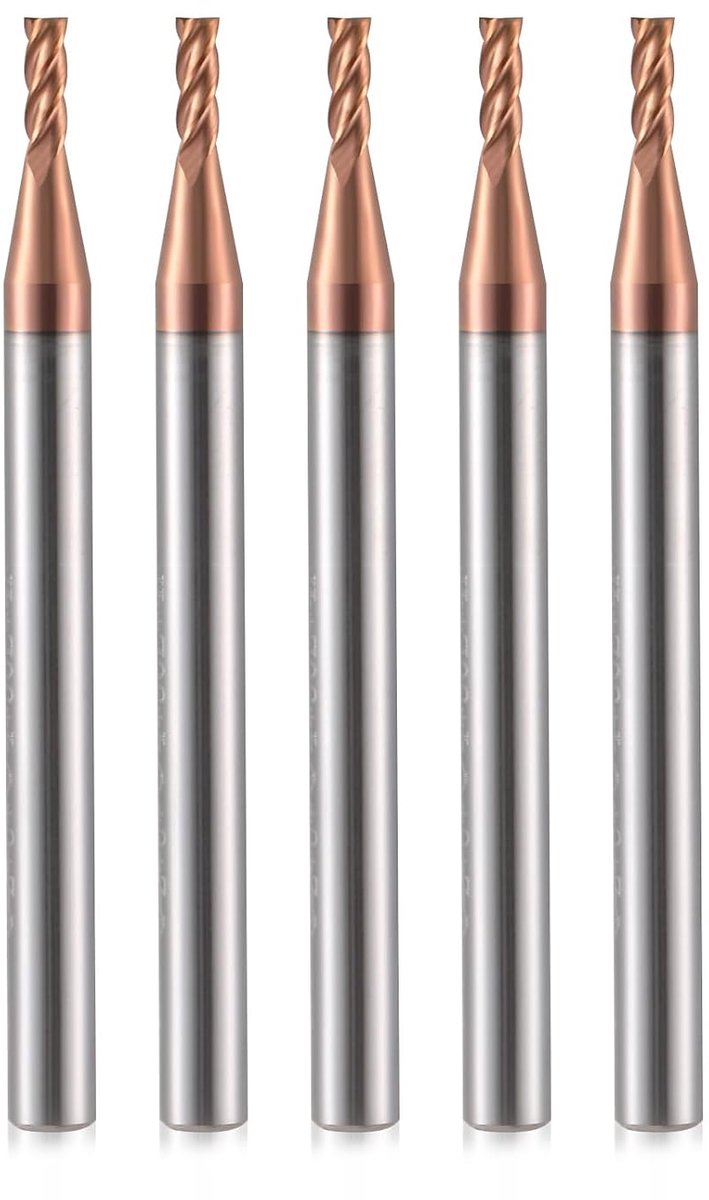 Booropzetstukken - schachtfrees met 4 groeven - CNC-frezen - 2 mm sneldraaistaal - rechte schacht - gereedschapsset voor hout - aluminium - staal - titanium - 5 stuks