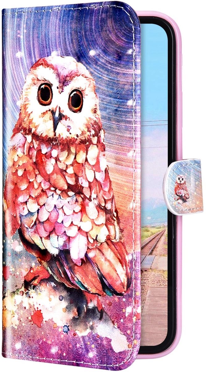 Solidchoice - Dierenprint Leer Flip Case voor Smartphone