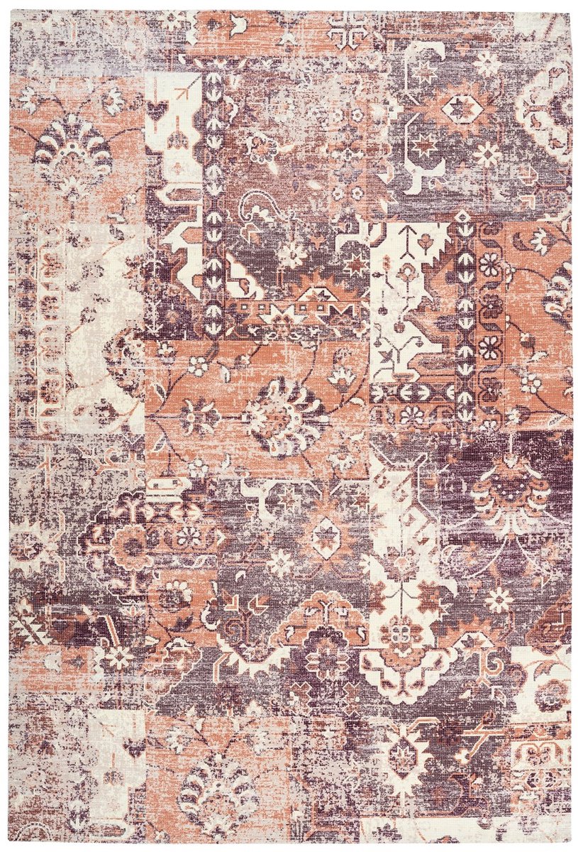 Padiro laagpolig vloerkleed 80 x 150 cm - meerkleurig / Terra - modern abstract design - geschikt voor vloerverwarming - van katoen en polyester