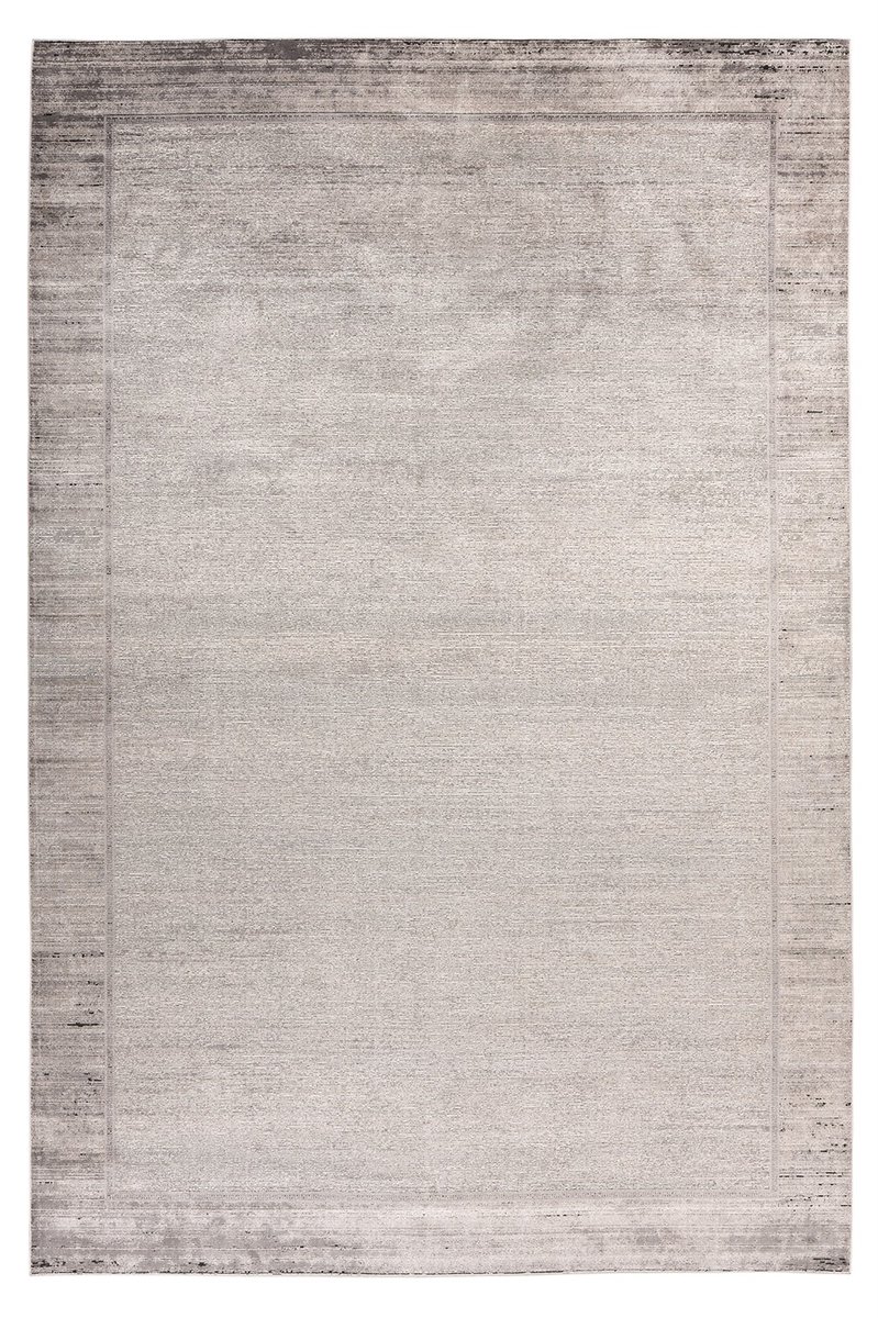 Padiro laagpolig vloerkleed 160 x 230 cm - grijs - vintage effen design - geschikt voor vloerverwarming - van viscose en polyacryl