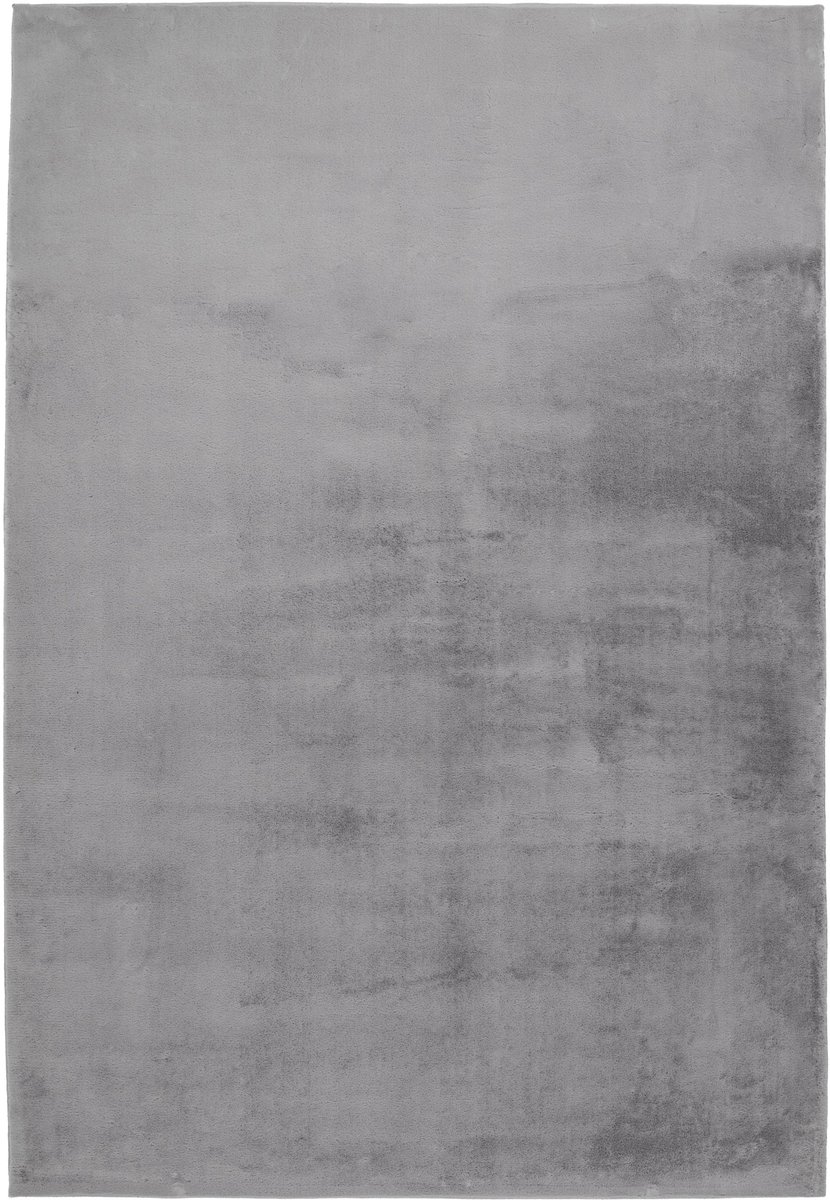 Padiro laagpolig vloerkleed 120 x 170 cm - zilver - modern effen design - met een zachte uitstraling - geschikt voor vloerverwarming - van polyester