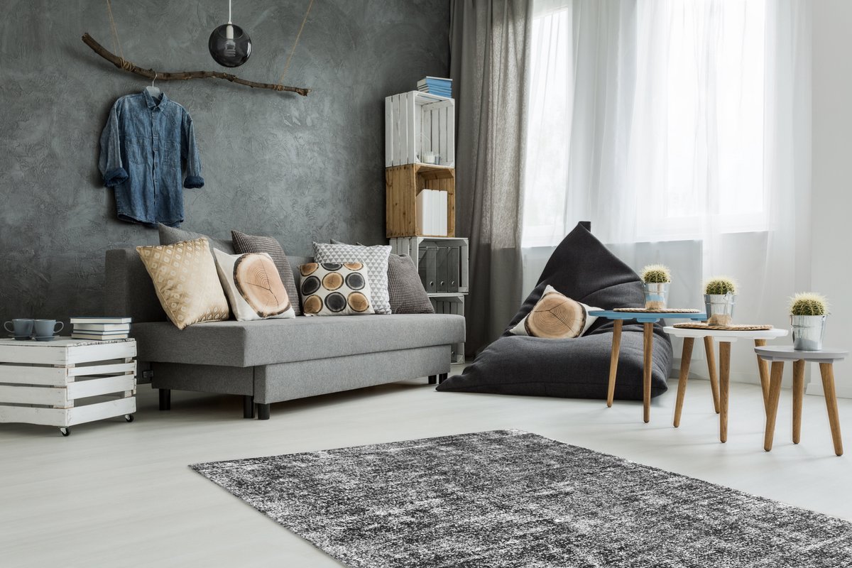 Padiro laagpolig vloerkleed 160 x 230 cm - antraciet - modern effen design - geschikt voor vloerverwarming - van polyester