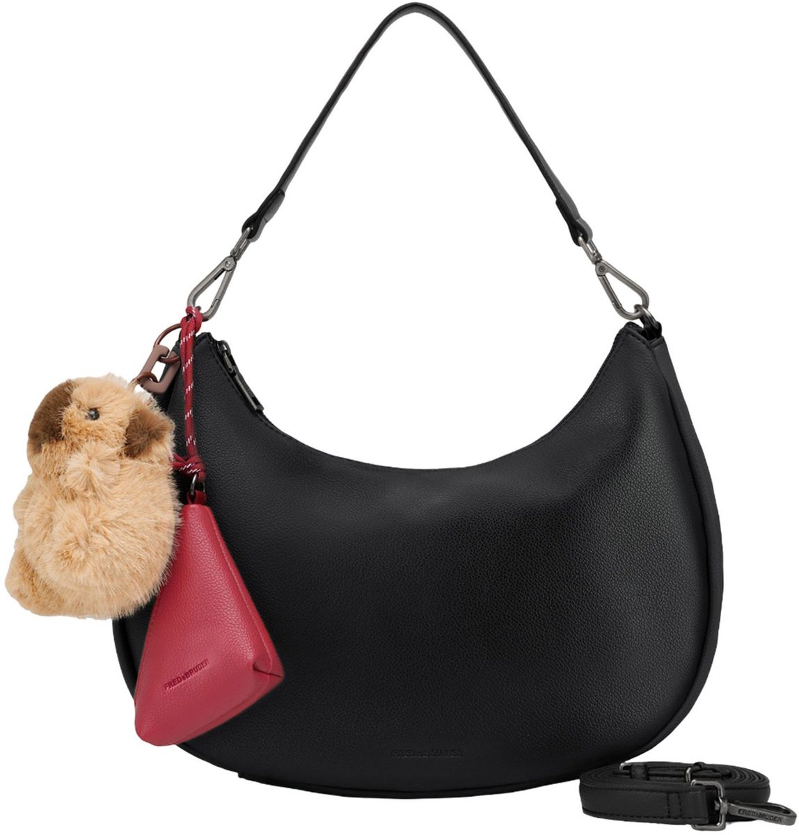 FREDsBRUDER Leren schoudertas My Bestie Collection My Bestie Long Hobo Black zwart