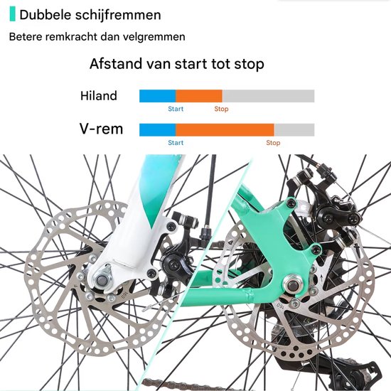 Mountainbike - Voor dames - 18 versnellingen, voorvorkvering, dubbele mechanische schijfremmen - 66 cm, roze — afbeelding 5
