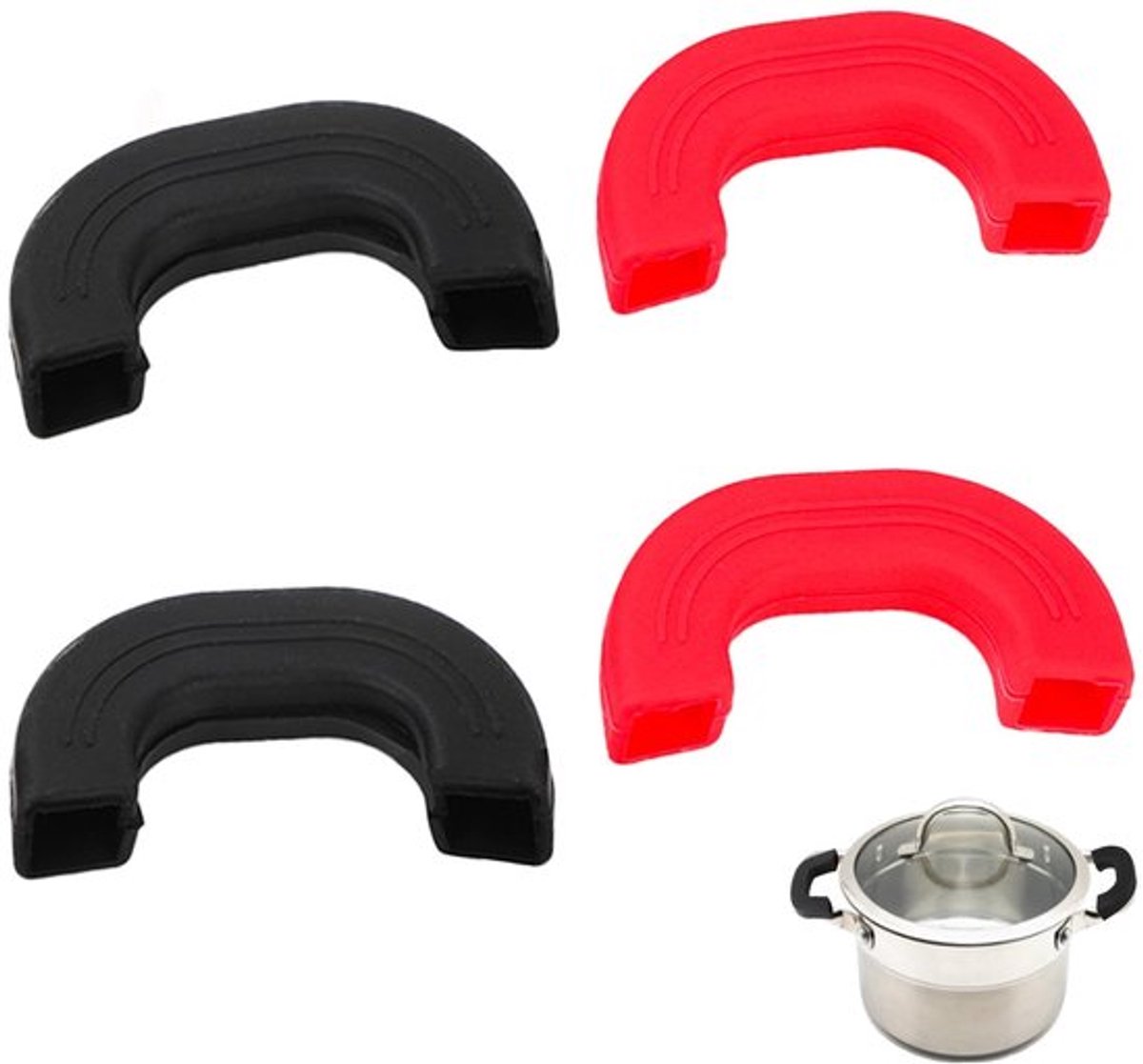 Pot Handgrepen - 4 Stuks - Siliconen Antislip - Hete Pan Handvat Houder - Geschikt voor Potten/Pannen - Duurzaam Materiaal - Pannenhandvat