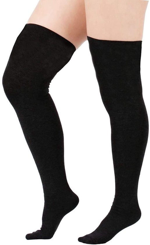 Solidchoice - Dames Extra Lange Knie Hoge Sokken in Zwart — afbeelding 3