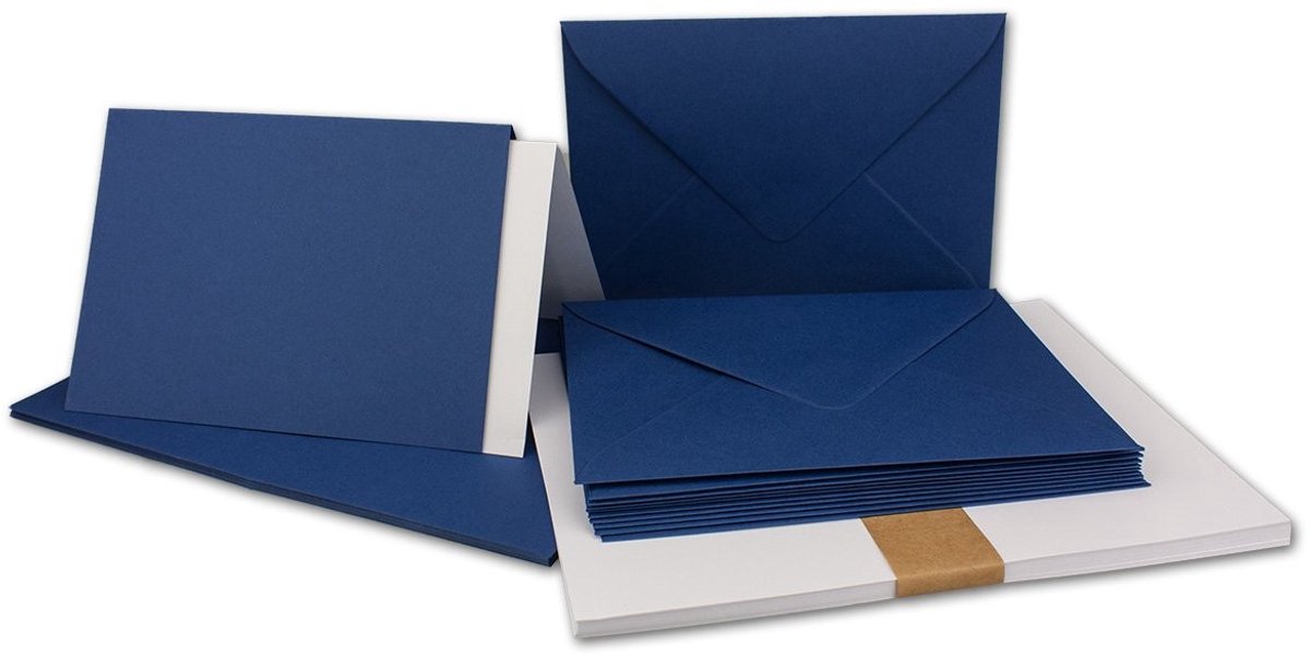 Solidchoice - Set van 25 Vouwkaarten met Enveloppen in Donkerblauw