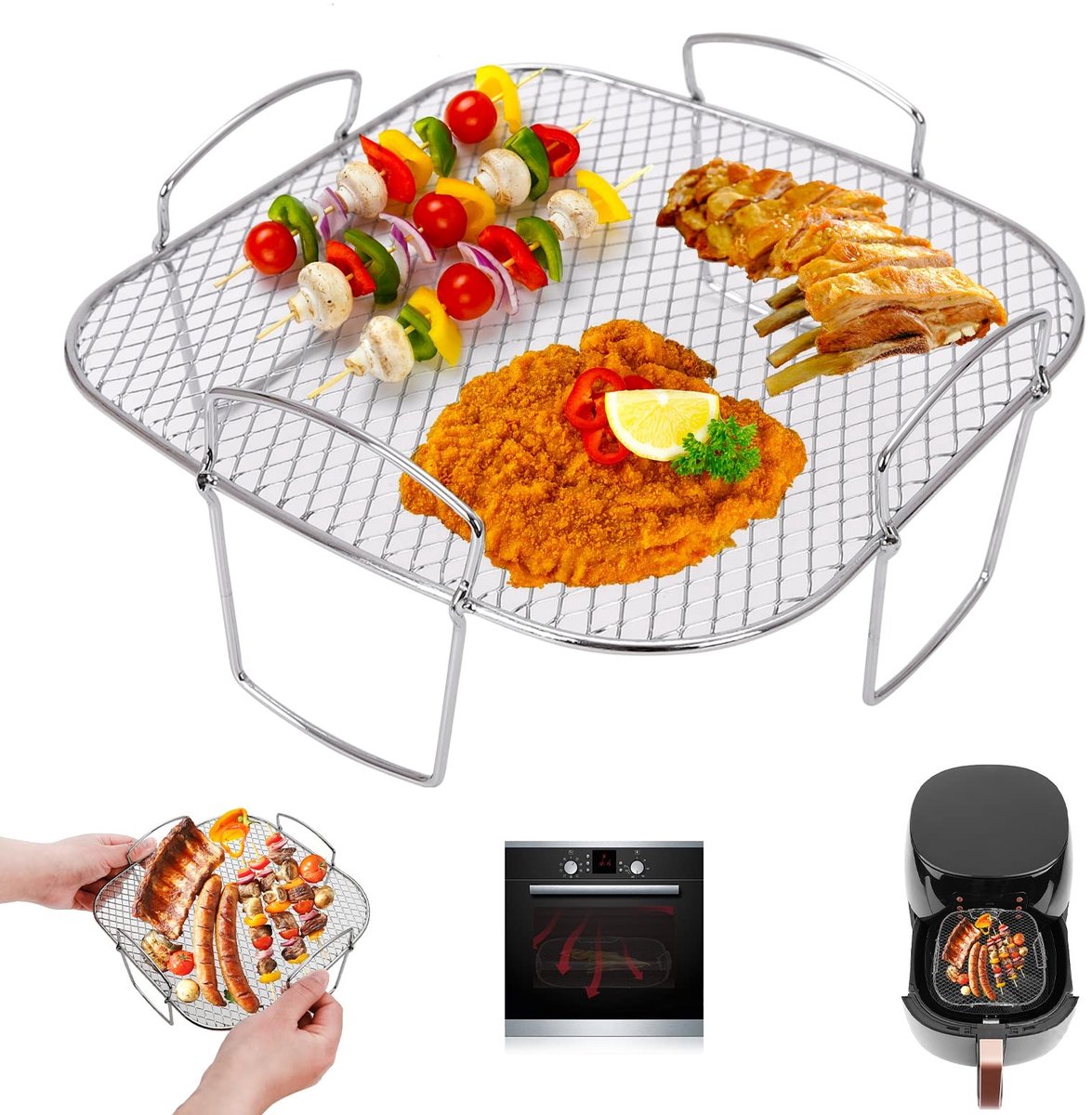 Solidchoice - Multifunctioneel Accessoire voor Airfryer, Roestvrij Staal