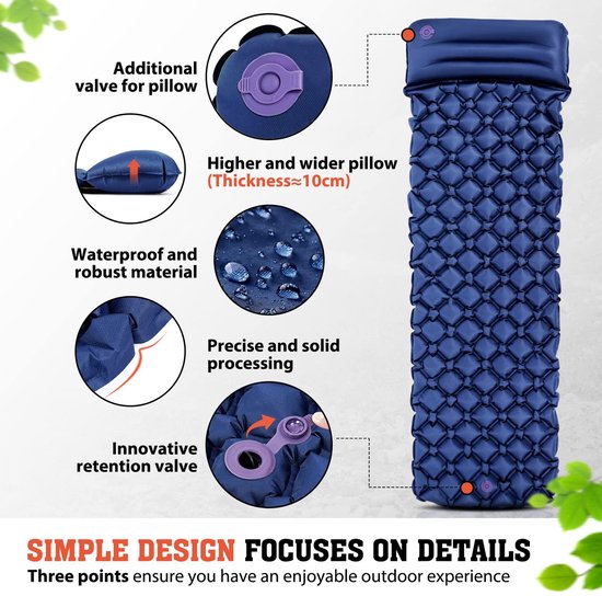 Isolerende opblaasbare luchtmatras voor trekkers en kampeerders - compact pakvolume - ultralicht - geschikt voor camping, reizen, outdooractiviteiten, wandeltochten en strand - turquoise groen van Forclaz — afbeelding 2