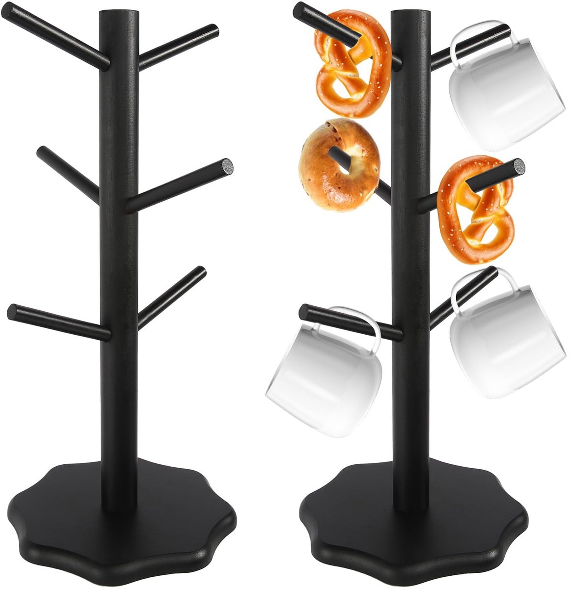 Solidchoice - Set van 2 Houten Bekershouders met 6 Haken