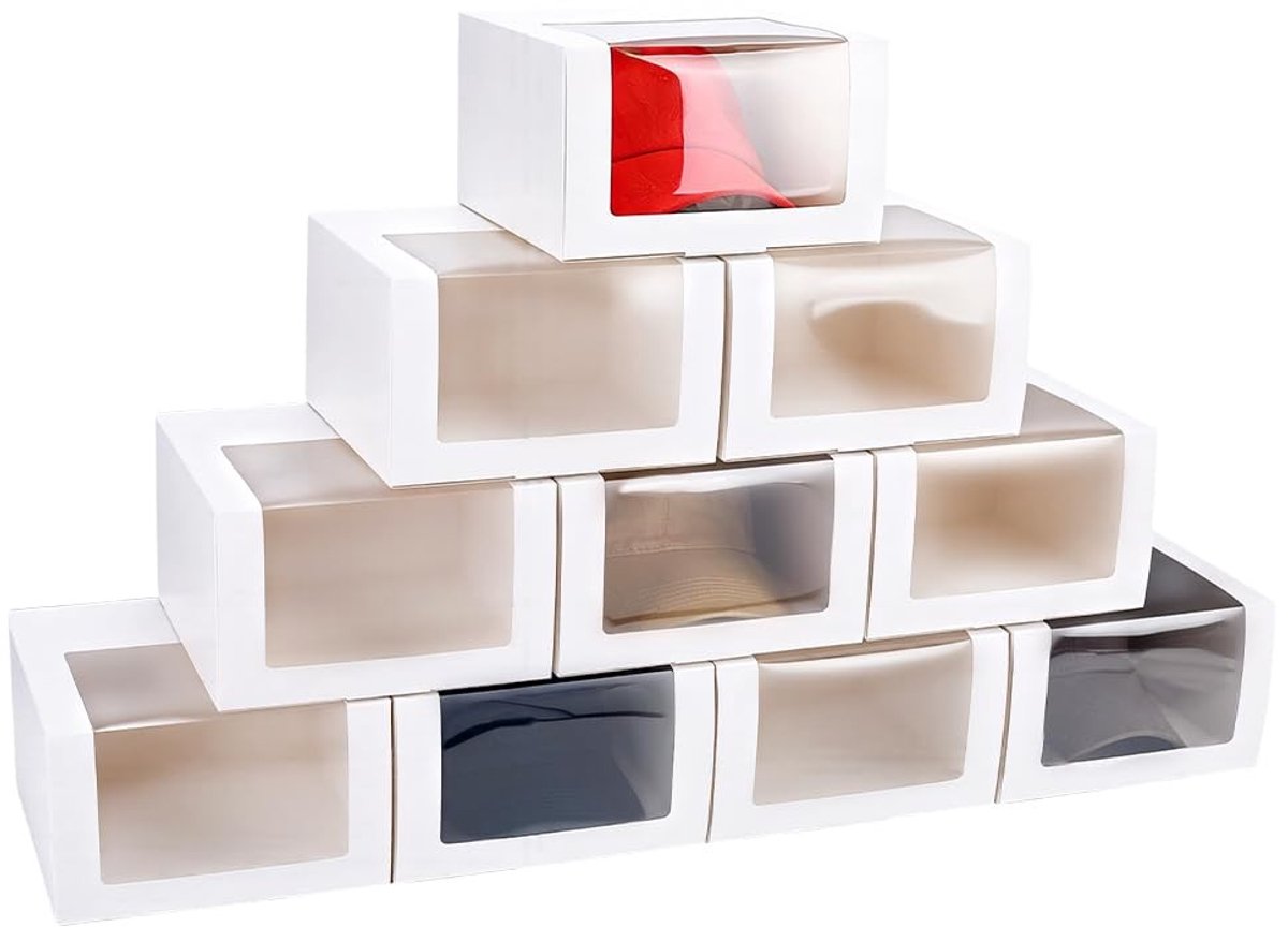 Solidchoice - Set van 10 Geschenkdozen met Venster voor Hoedopslag
