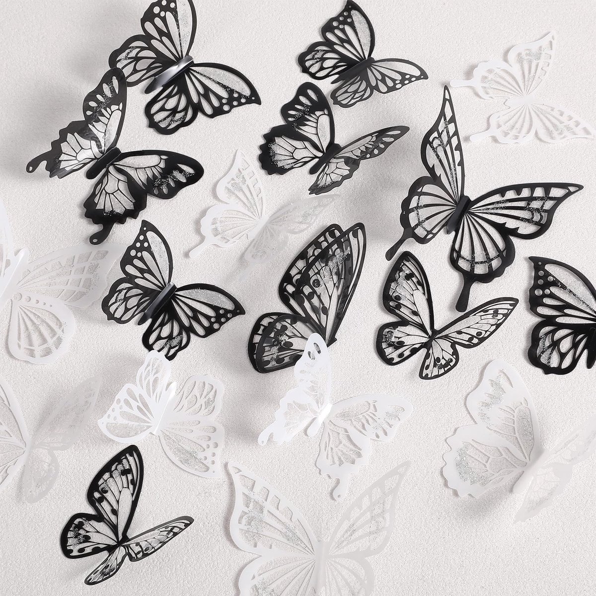 Solidchoice - Set van 72 Meerkleurige 3D Vlinder Muurstickers