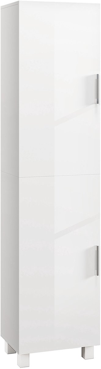 Badkamerkast – staande kast met legplanken en twee deuren – verstelbare legplanken – 40 x 30 x 167,5 cm – wit