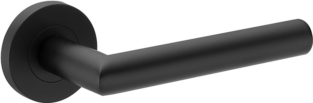Deurkruk (2x) Luna rond 20mm haaks met een schroefrozet mat zwart PVD gecoat | Zwarte raamsluitingen | Zwarte raamsluitingen | Zwarte raamsluitingen |