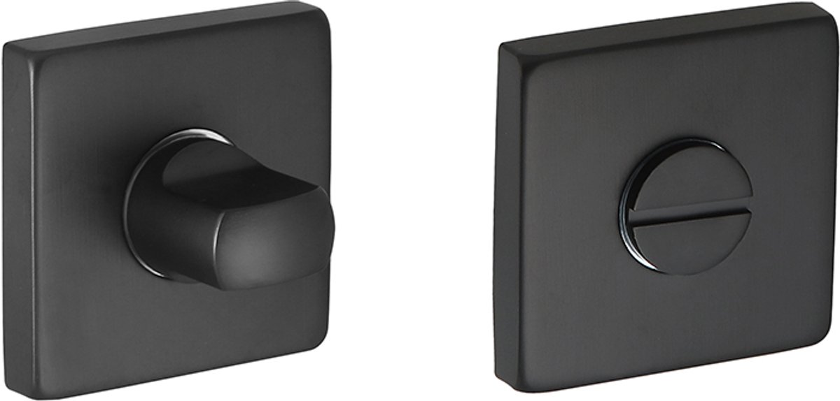 Rozet met toilet / badkamersluiting vierkant 53x53x8,9mm mat zwart PVD gecoat