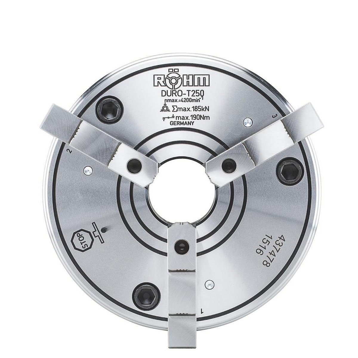Röhm DURO-T 125, 3-klauw, Cilindrische centreeropname, eenstuks omkeerbekken - 437475