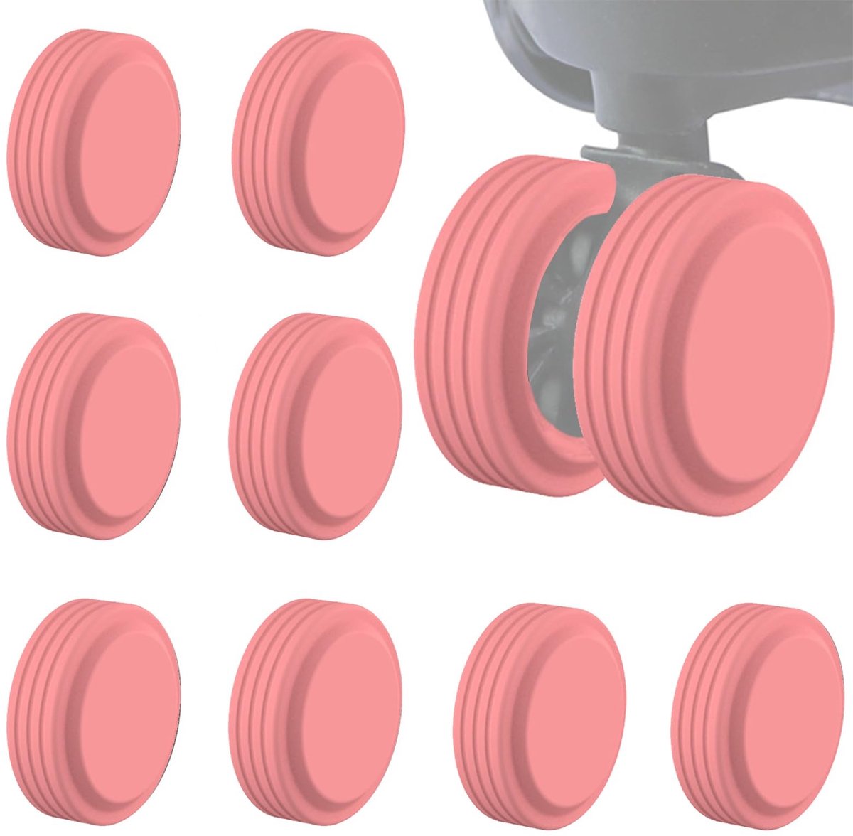 Solidchoice - Set van 8 Siliconen Koffers Wielen Beschermers
