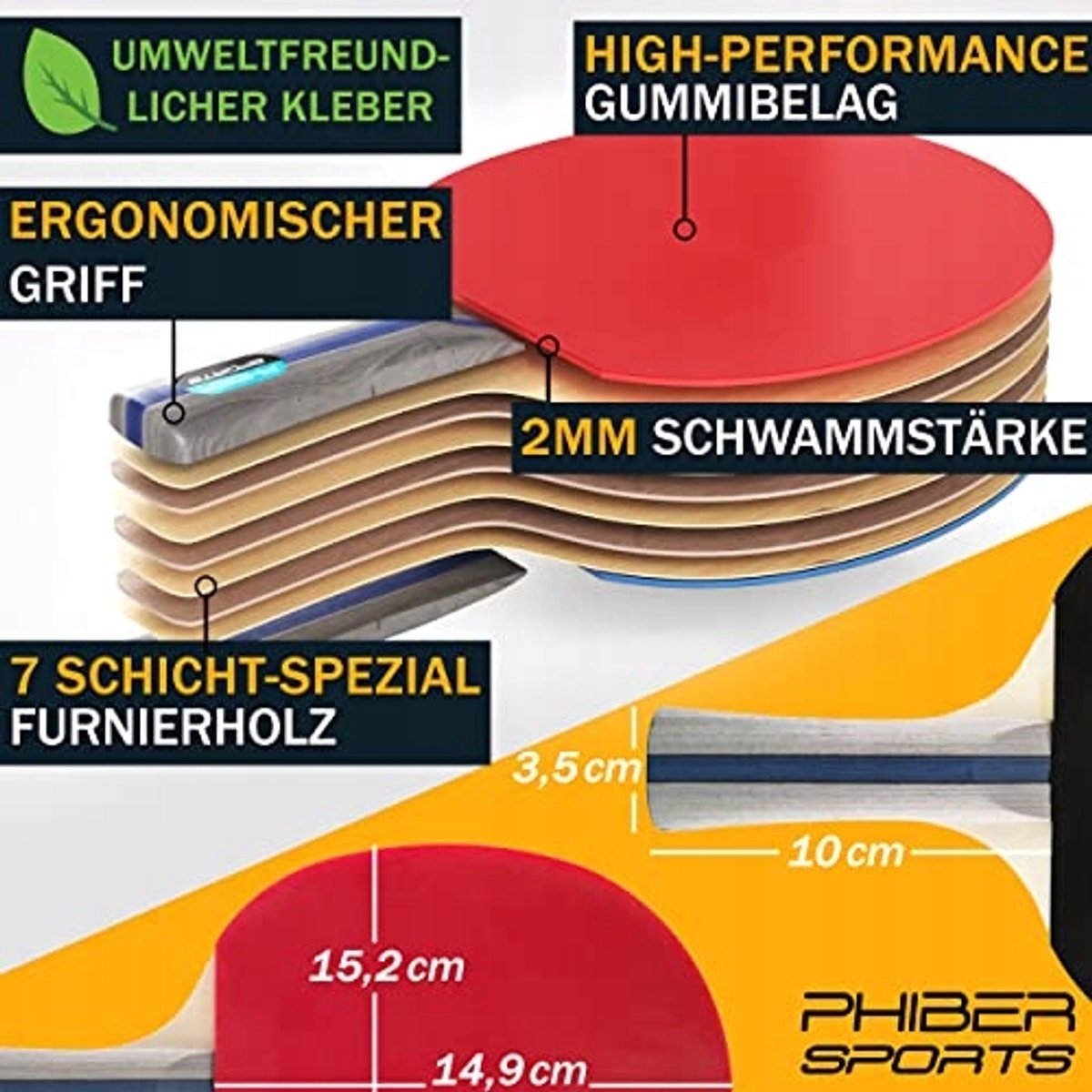 Tafeltennis Rackets Set: 4 Rackets, 8 Ballen & Tas voor Gezin