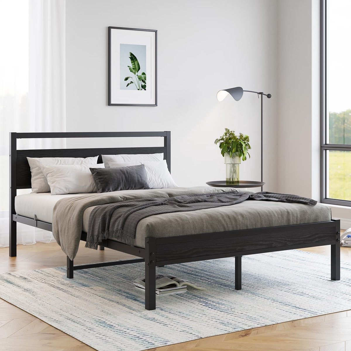 STILVORA Bedombouw 120x200 cm Zonder Matras – Stevig Eenpersoonsbed Met Lattenbodem En Opbergruimte – Voor Slaapkamer Of Gastenkamer – Zwart