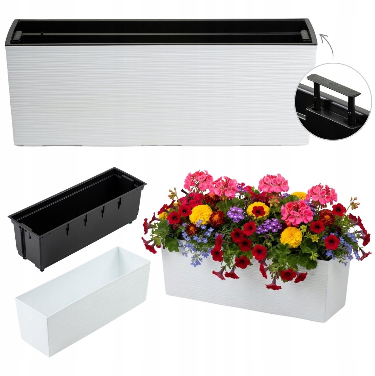 Wit Riffel Bloempot met Inzet 56x19 cm - Stijlvol en Duurzaam