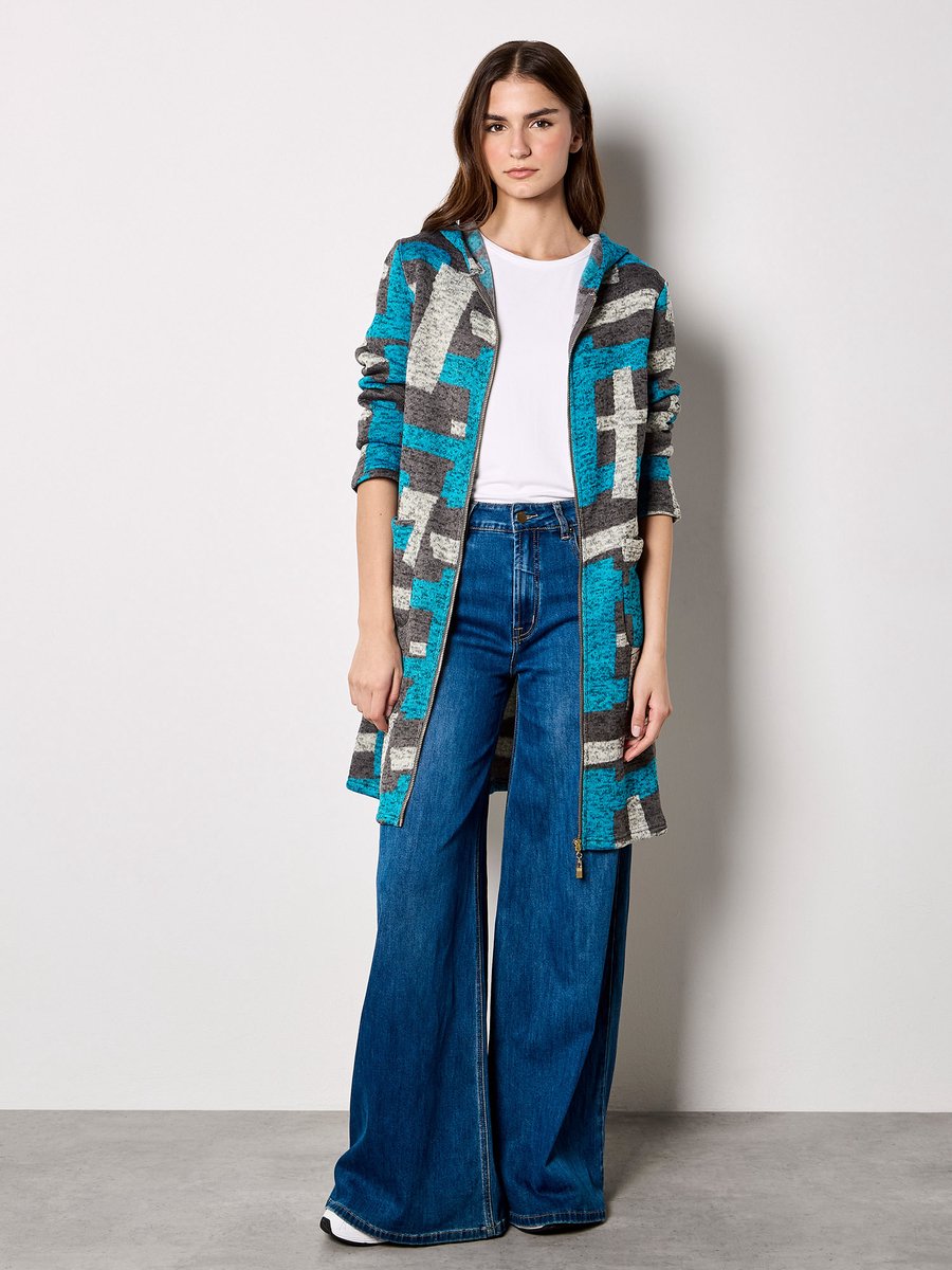 Geometrisch gebreid vest met rits